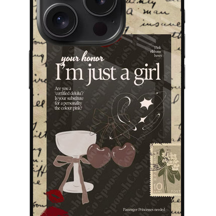 I am just a girl iPhone 15 Pro Glass Case