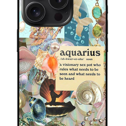 Aquarius Zodiac iPhone 15 Pro Glass Case