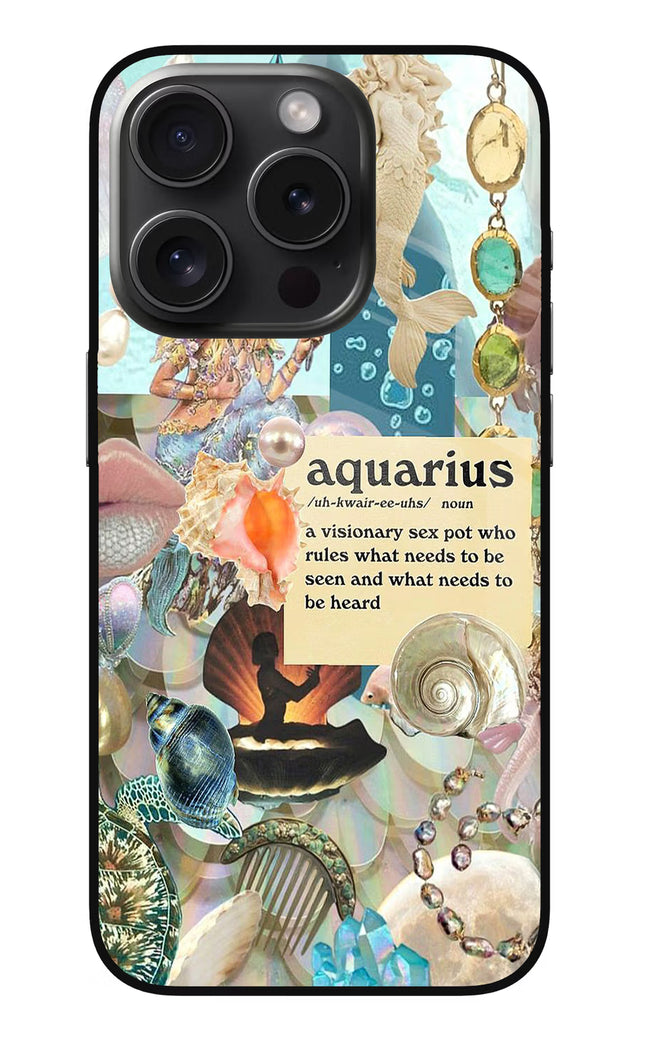 Aquarius Zodiac iPhone 15 Pro Glass Case