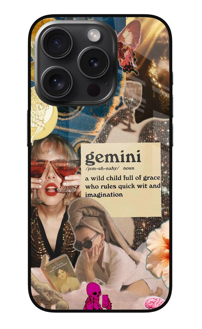 Gemini Zodiac iPhone 15 Pro Glass Case