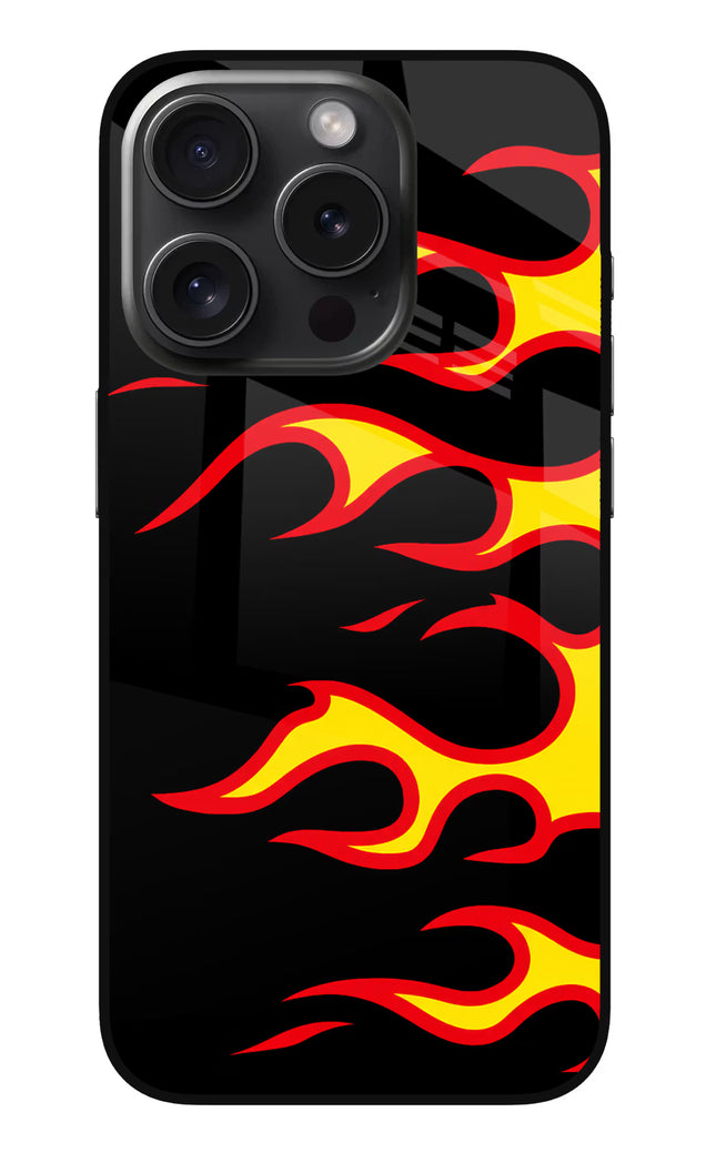 Side Sweep Flames iPhone 15 Pro Glass Case