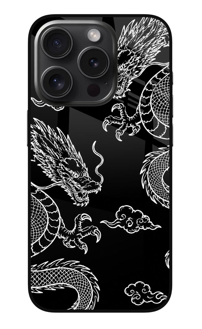 Twin Dragons iPhone 15 Pro Glass Case