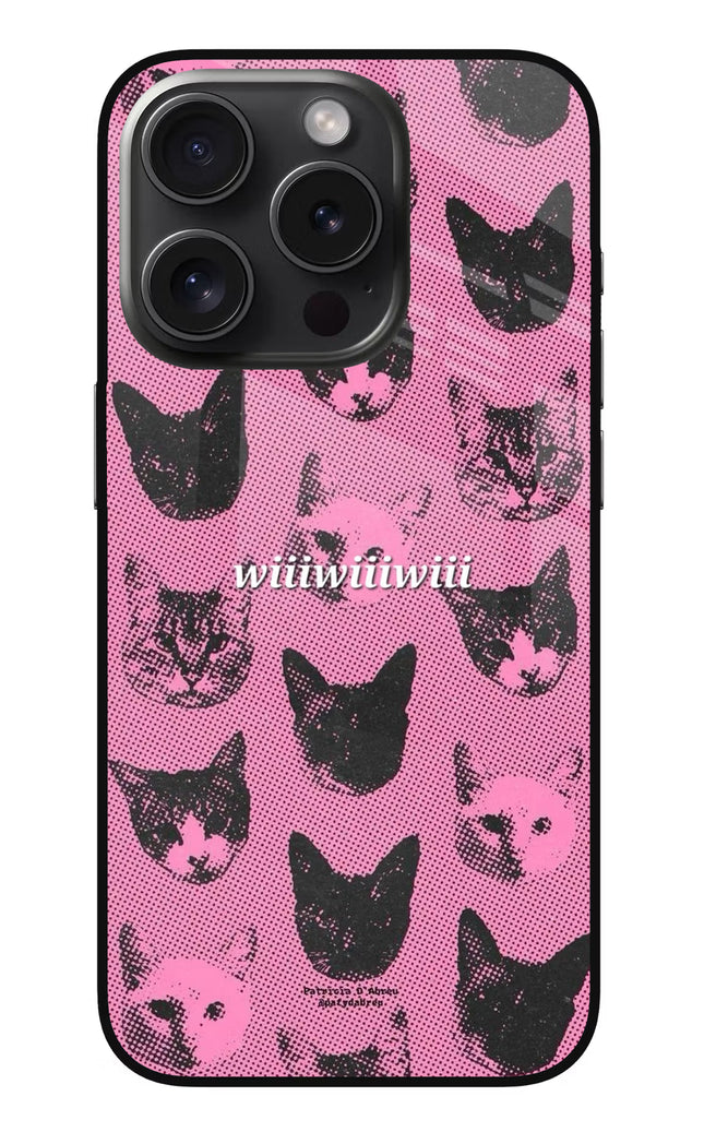 Pink Cats iPhone 15 Pro Glass Case