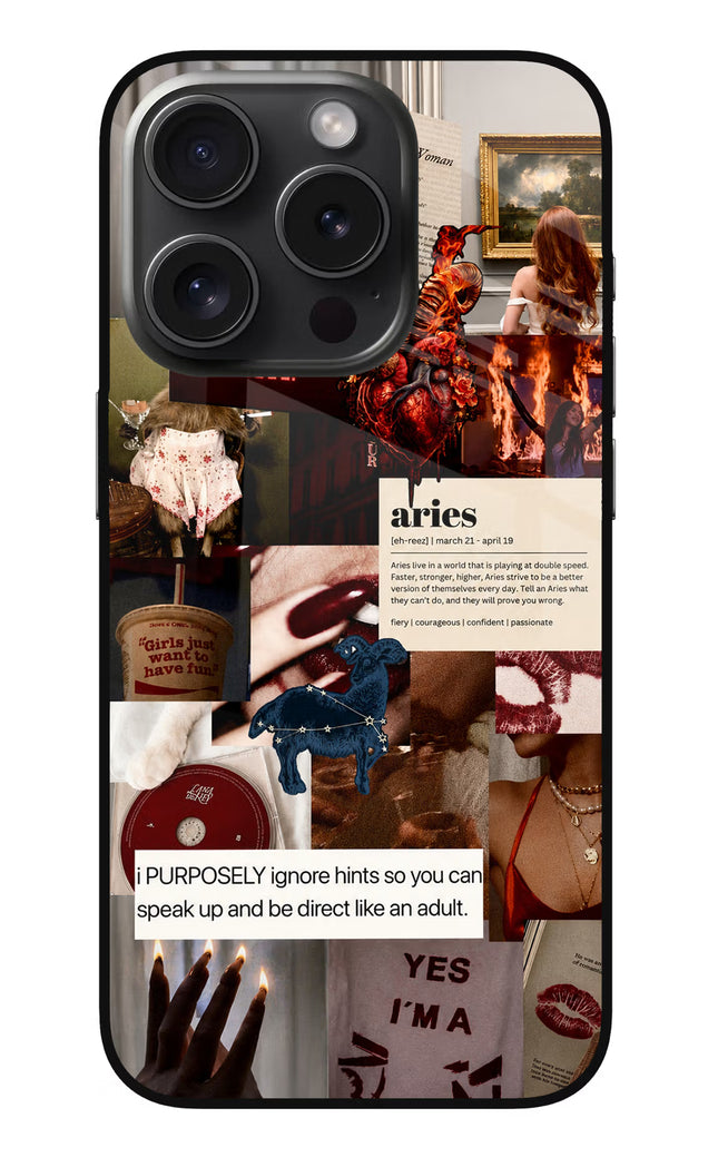 Zodiac Aries iPhone 15 Pro Glass Case
