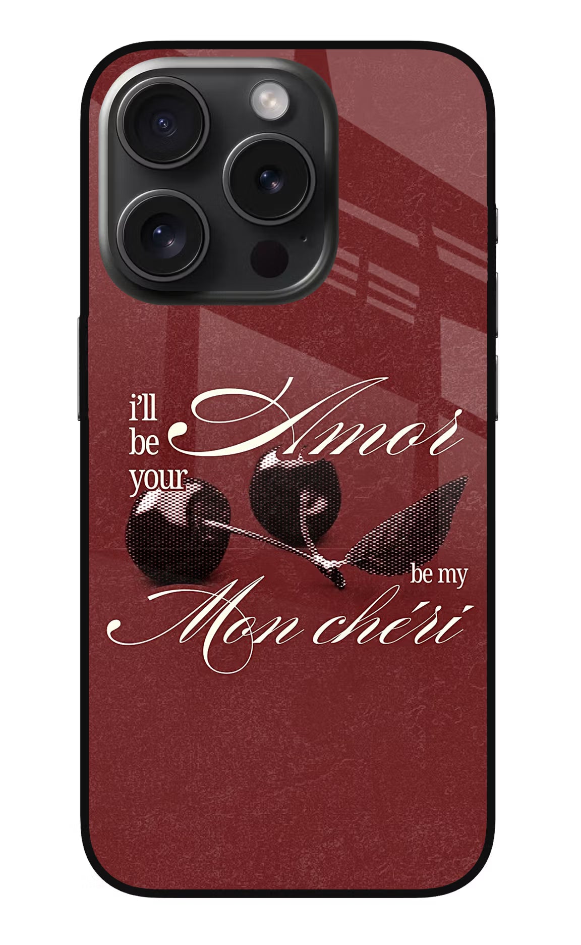 Velvet Cherry iPhone 15 Pro Glass Case