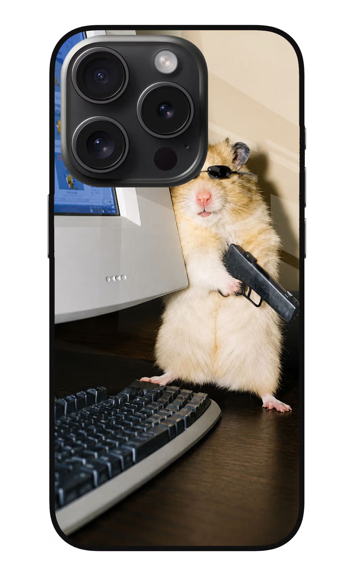 Hacker Hamster iPhone 15 Pro Glass Case
