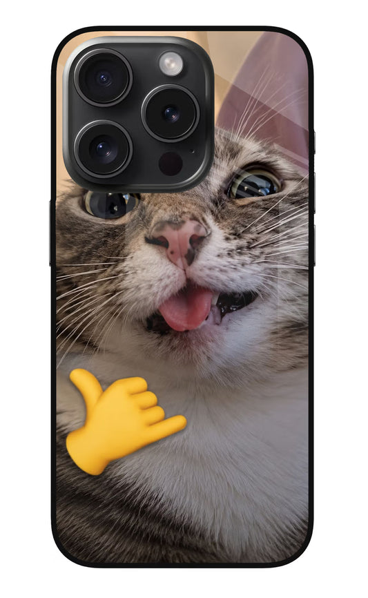 Silly Cat Call iPhone 15 Pro Glass Case