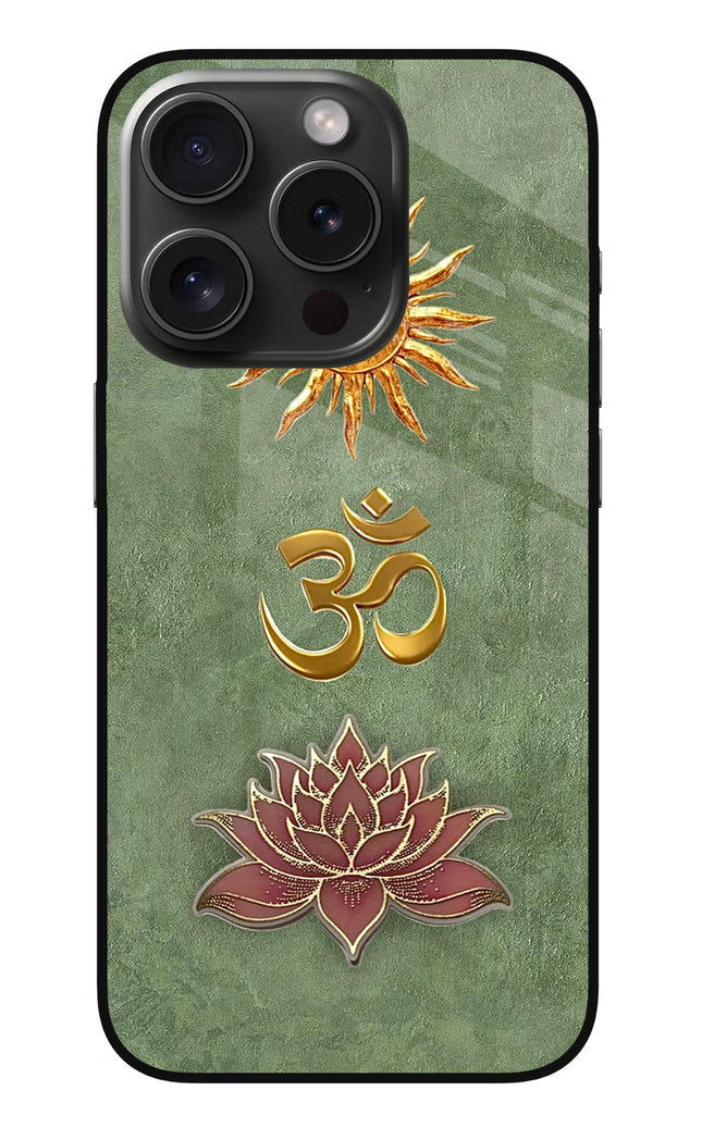 Om & Lotus iPhone 15 Pro Glass Case