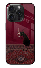Midnight Cat iPhone 15 Pro Glass Case