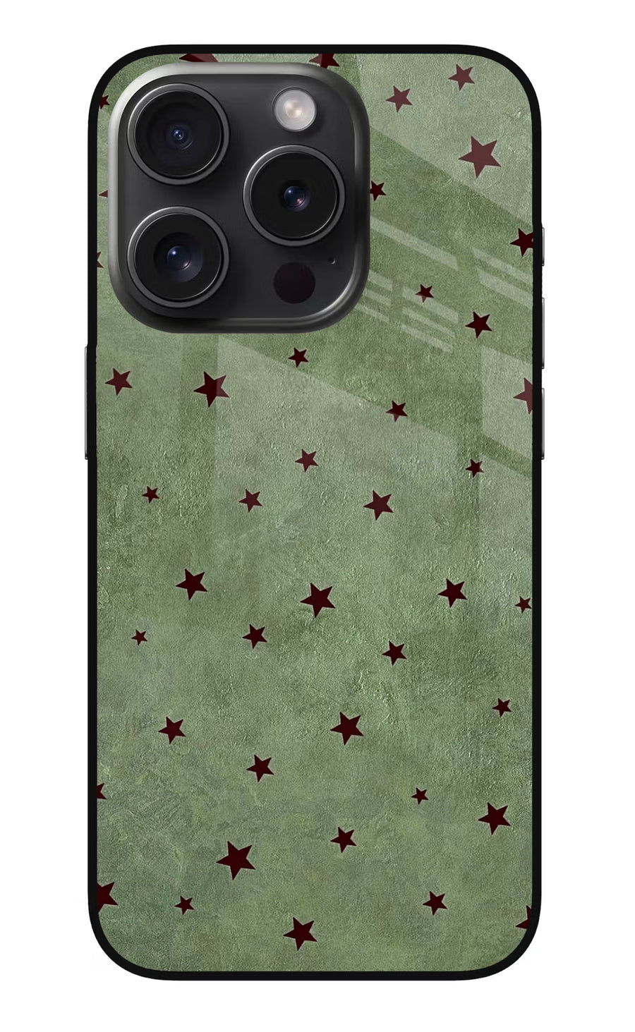 Green Stars iPhone 15 Pro Back Cover, Glass case