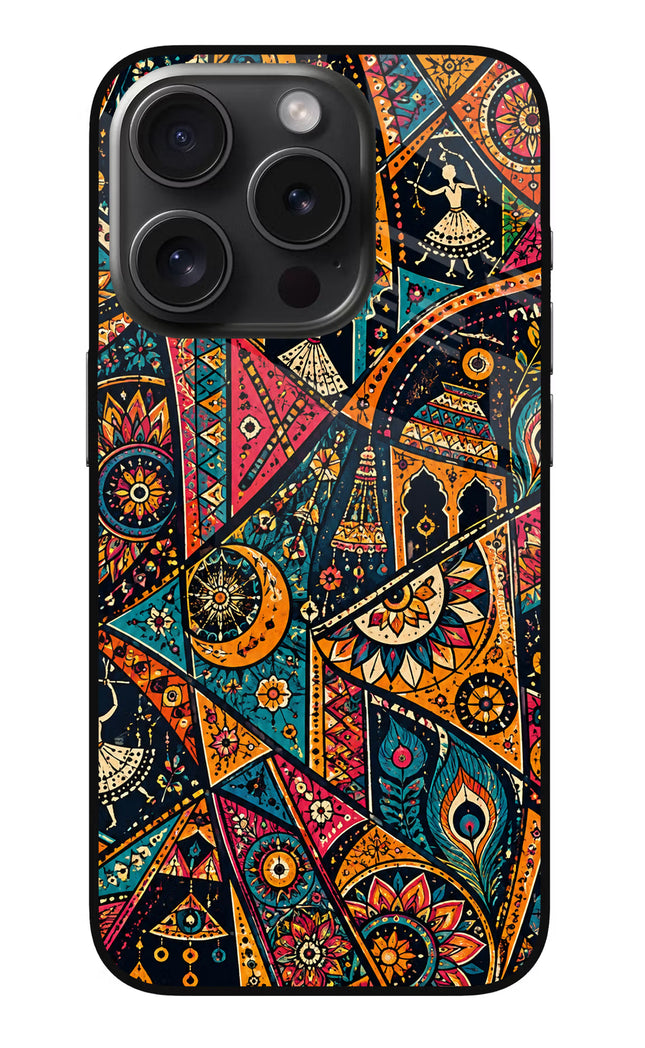 Folk Print iPhone 15 Pro Glass Case