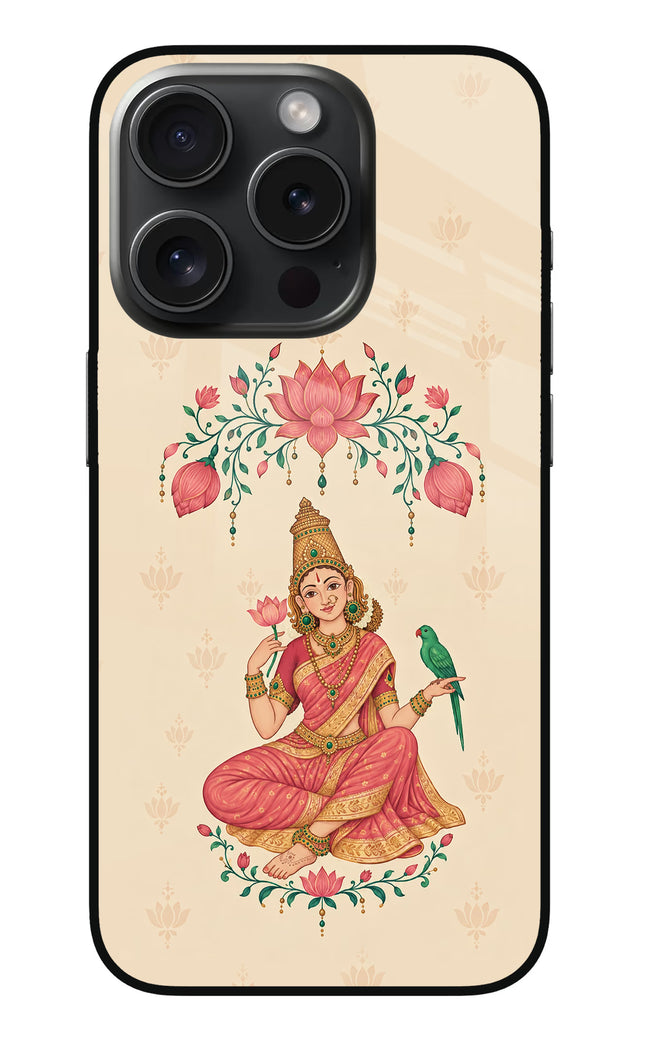 Goddess Lakshmi iPhone 15 Pro Glass Case