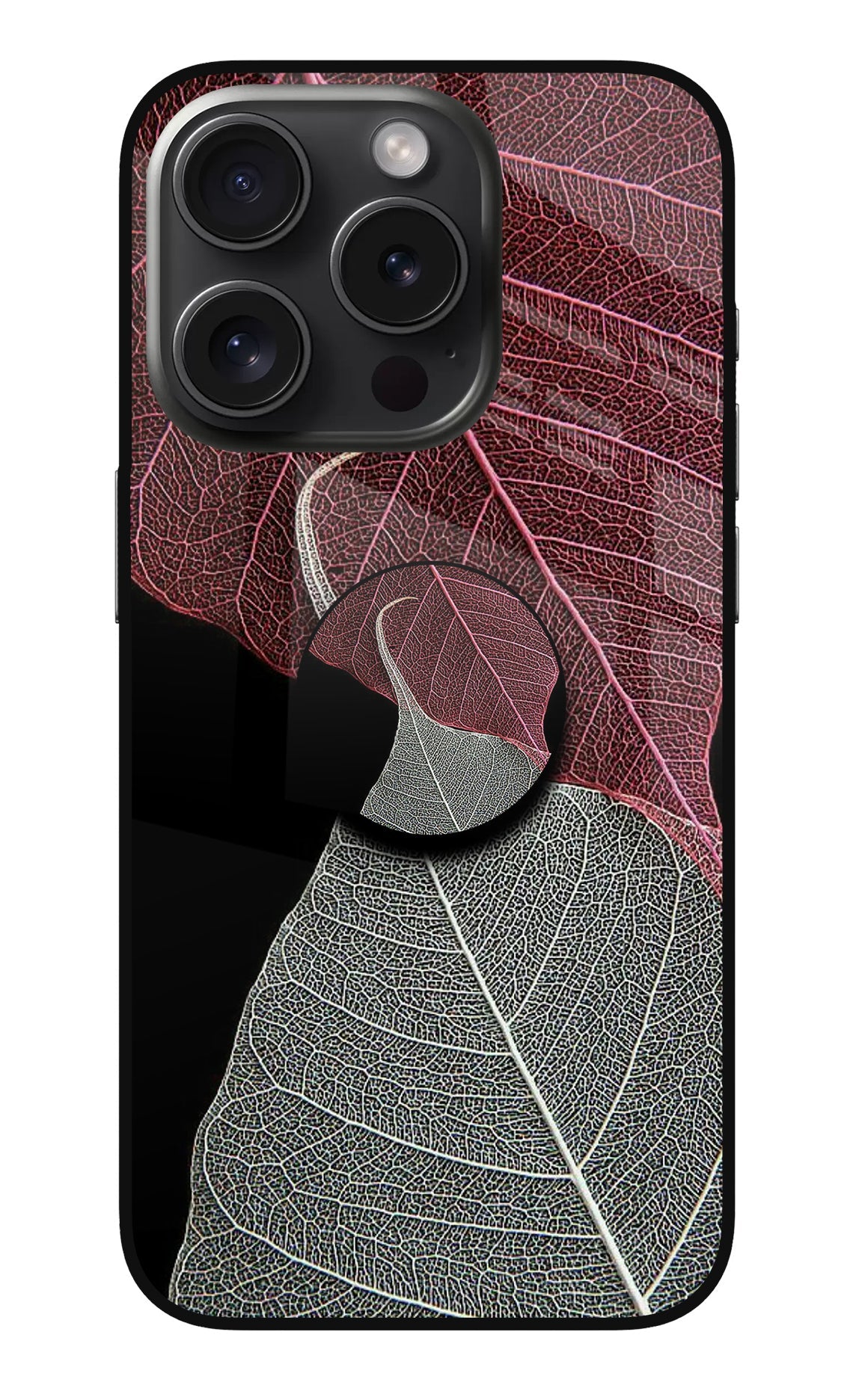 Leaf Pattern iPhone 15 Pro Glass Case