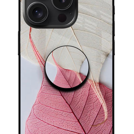 White Pink Leaf iPhone 15 Pro Pop Case by Casekaro