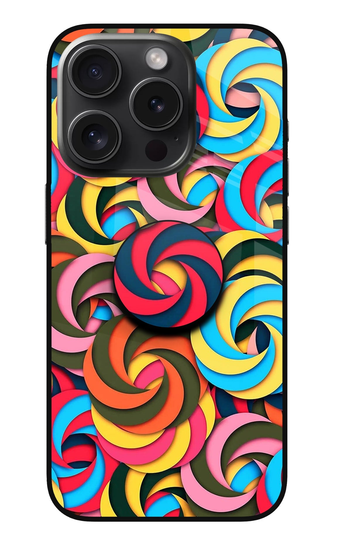 Spiral Pattern iPhone 15 Pro Glass Case