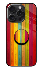 Multicolor Wooden iPhone 15 Pro Pop Case by Casekaro