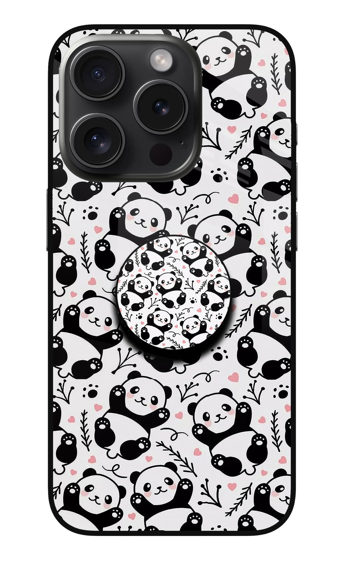 Cute Panda iPhone 15 Pro Glass Case