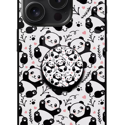 Cute Panda iPhone 15 Pro Glass Case