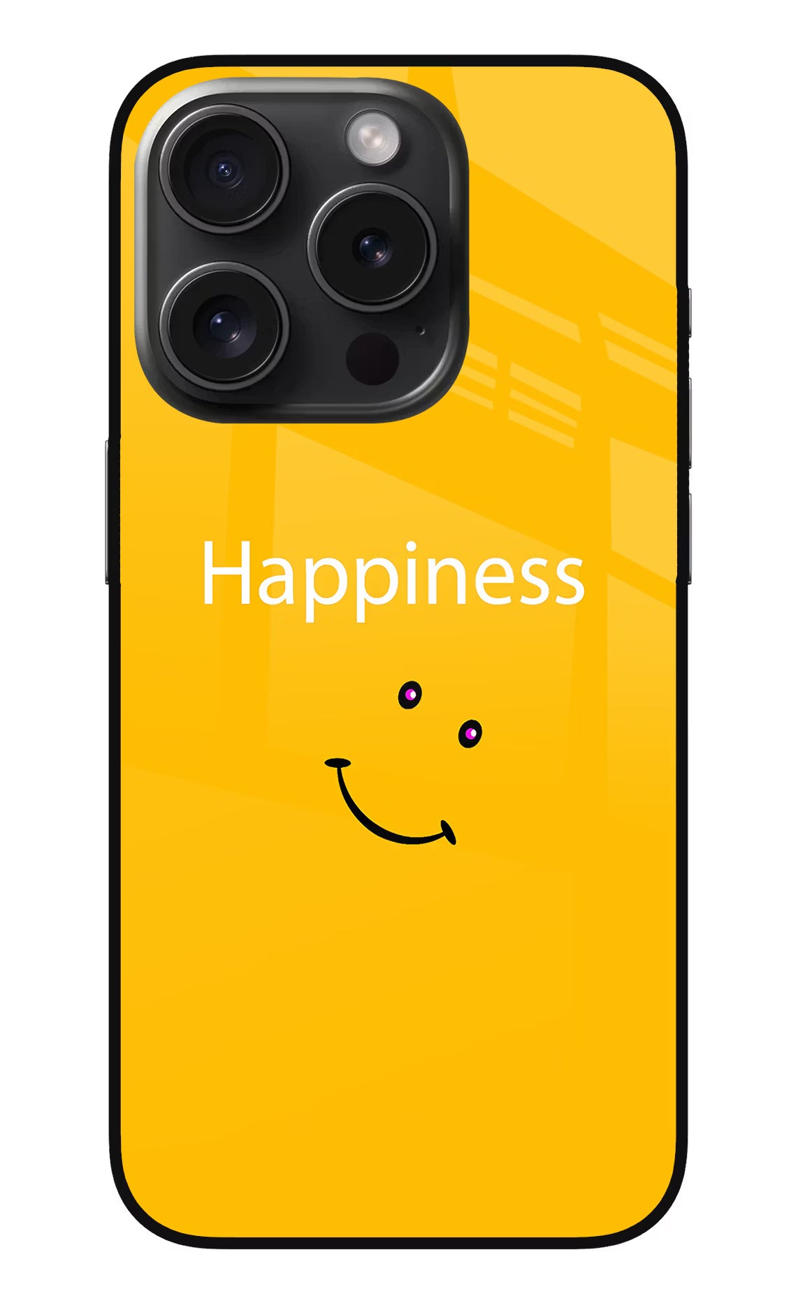 Happiness With Smiley iPhone 15 Pro Max Glass Case Back Cover by Casekaro