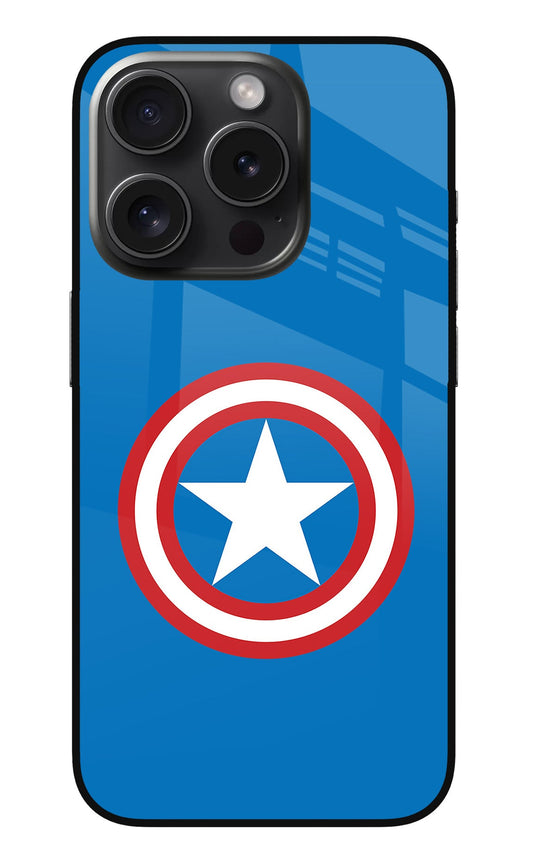 Captain America Logo iPhone 15 Pro Max Glass Case