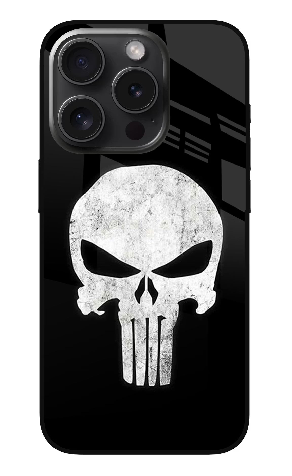 Punisher Skull iPhone 15 Pro Max Glass Case Back Cover by Casekaro