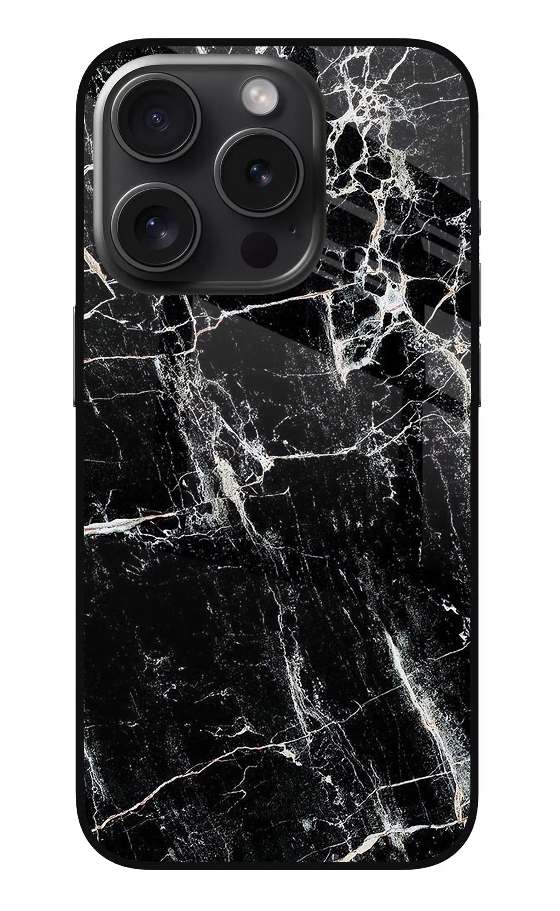 Black Marble Texture iPhone 15 Pro Max Glass Case Back Cover by Casekaro