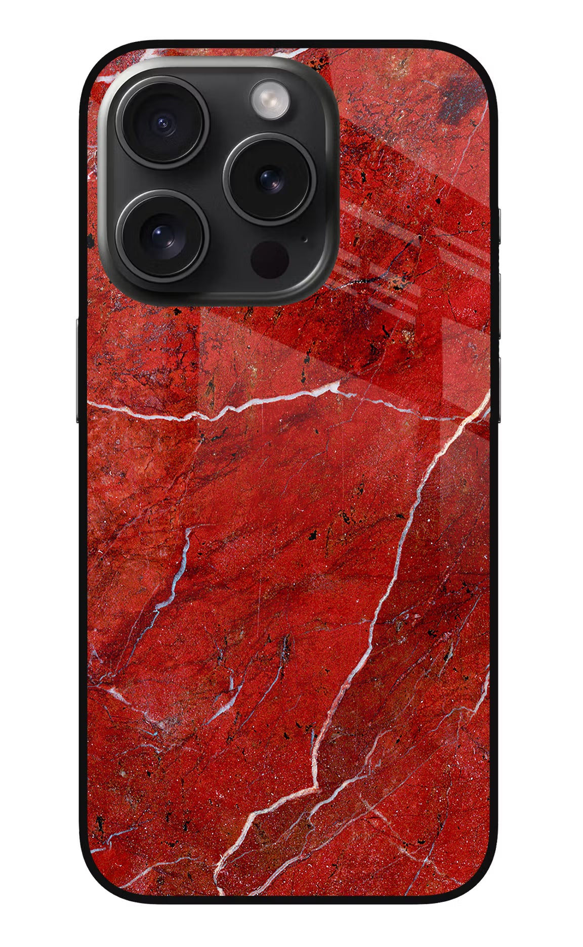 Red Marble Design iPhone 15 Pro Max Glass Case Back Cover by Casekaro