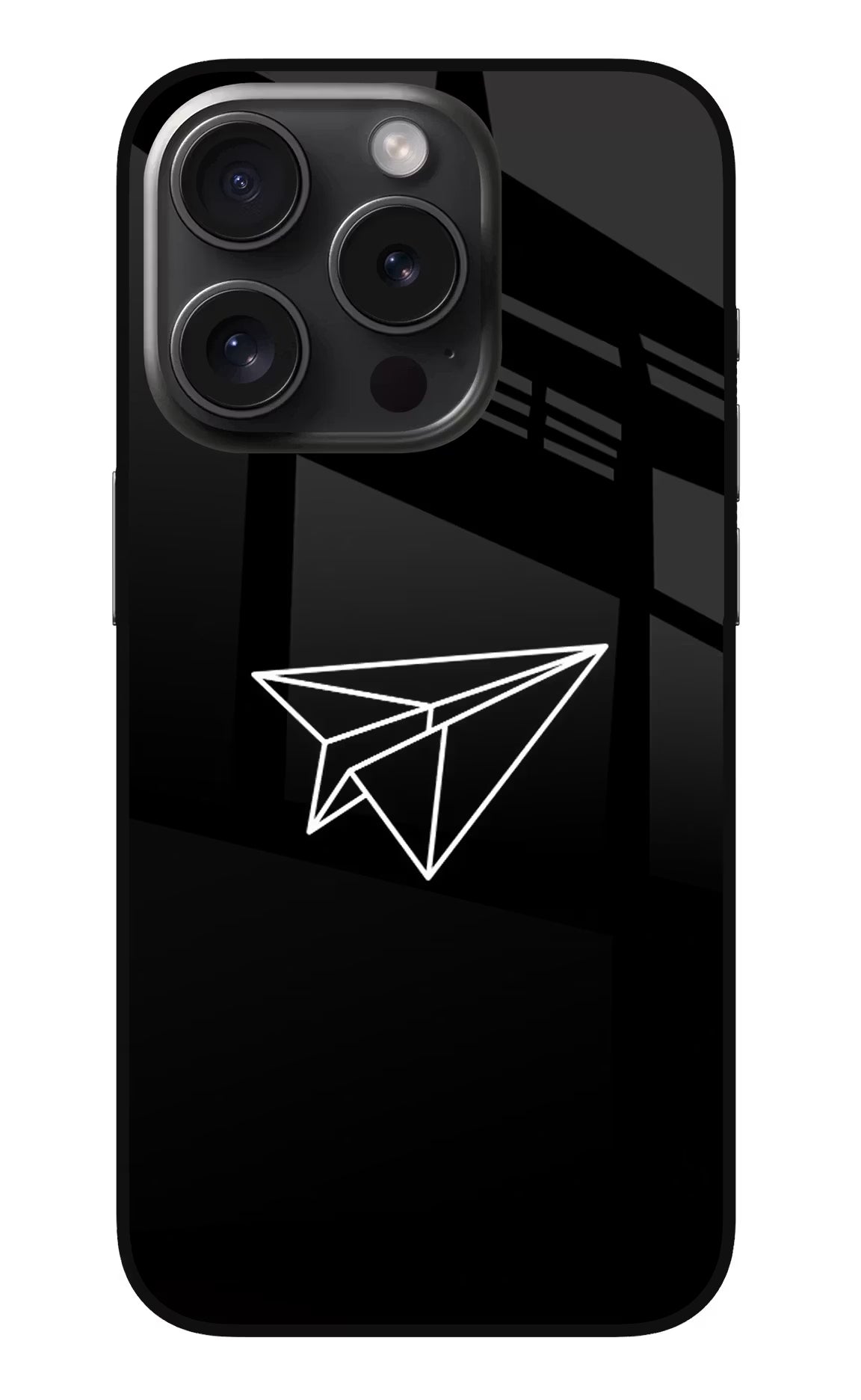 Paper Plane White iPhone 15 Pro Max Glass Case Back Cover by Casekaro