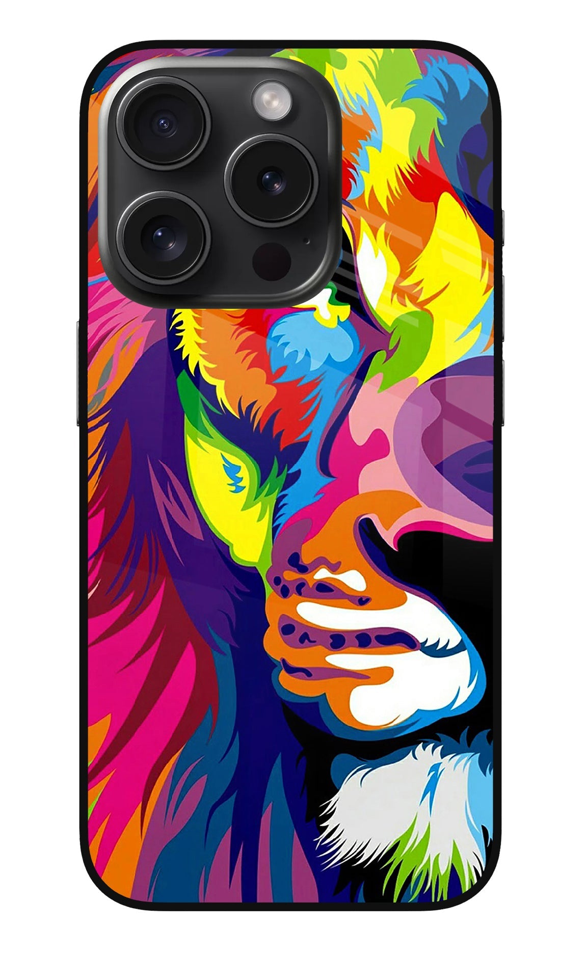 Lion Half Face iPhone 15 Pro Max Glass Case