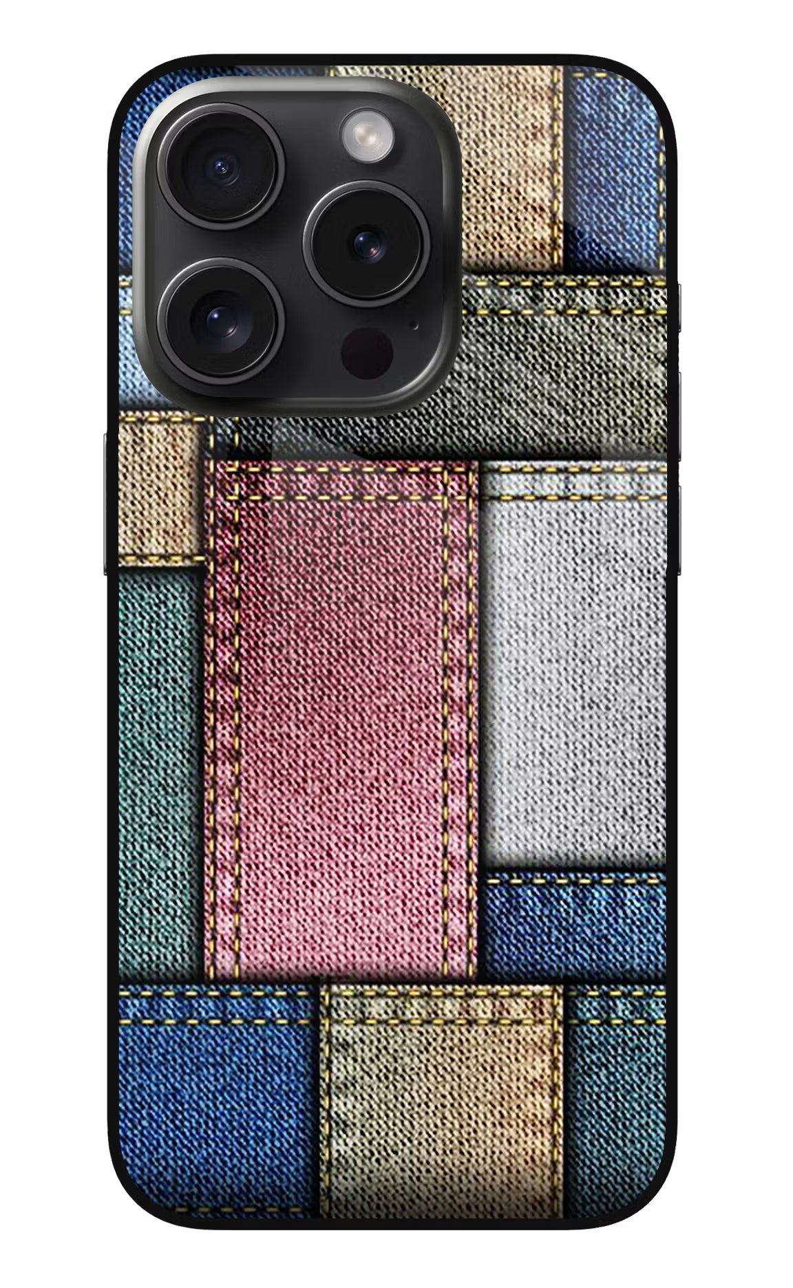 Multicolor Jeans iPhone 15 Pro Max Glass Case Back Cover by Casekaro
