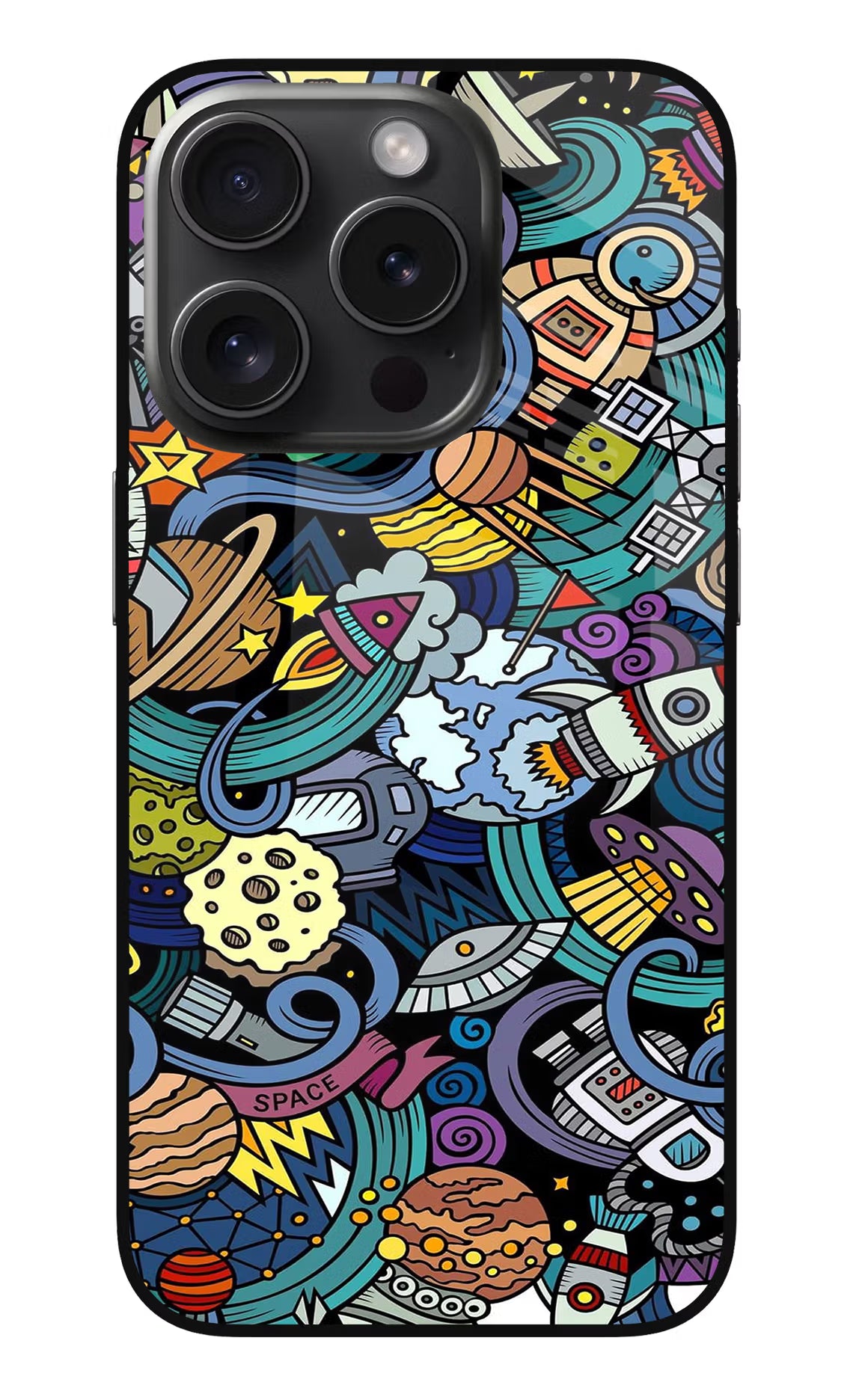 Space Abstract iPhone 15 Pro Max Glass Case Back Cover by Casekaro