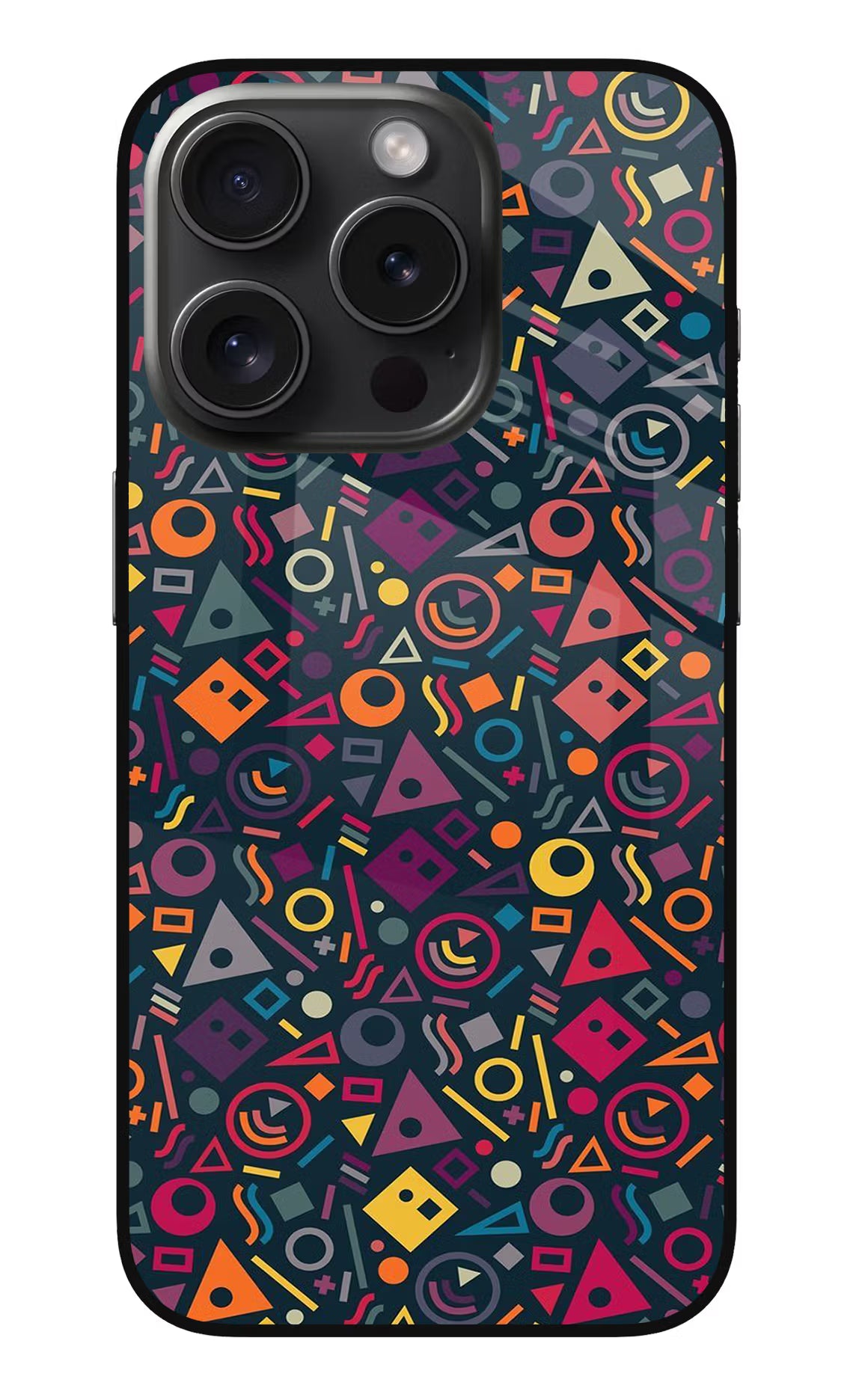 Geometric Abstract iPhone 15 Pro Max Glass Case Back Cover by Casekaro