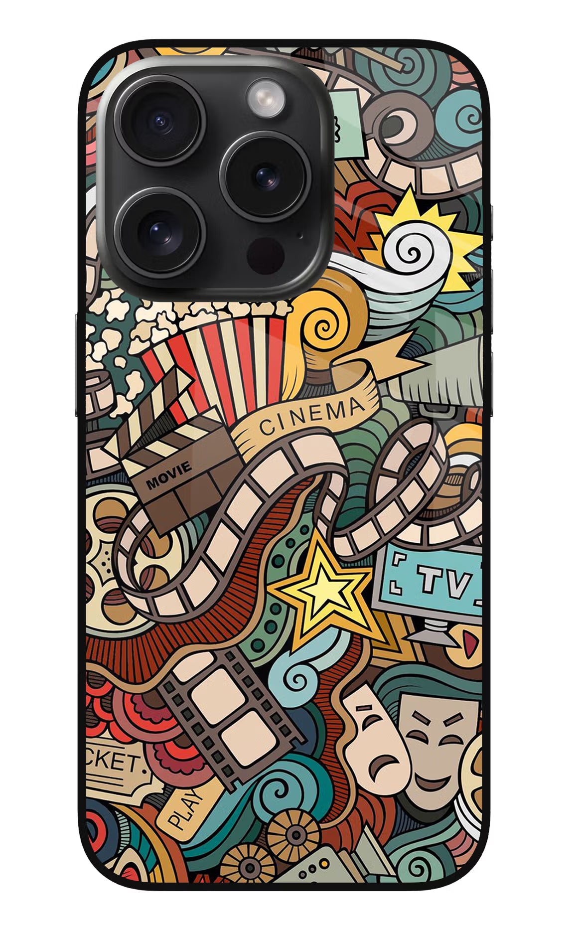 Cinema Abstract iPhone 15 Pro Max Glass Case Back Cover by Casekaro