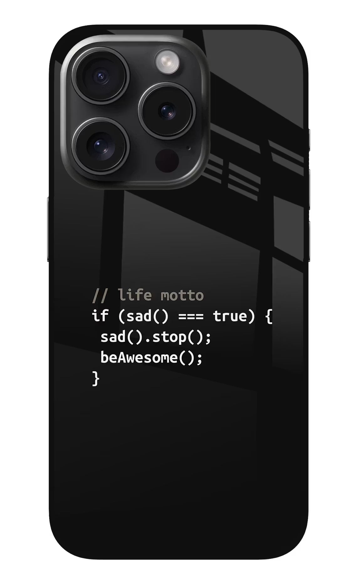 Life Motto Code iPhone 15 Pro Max Glass Case Back Cover by Casekaro