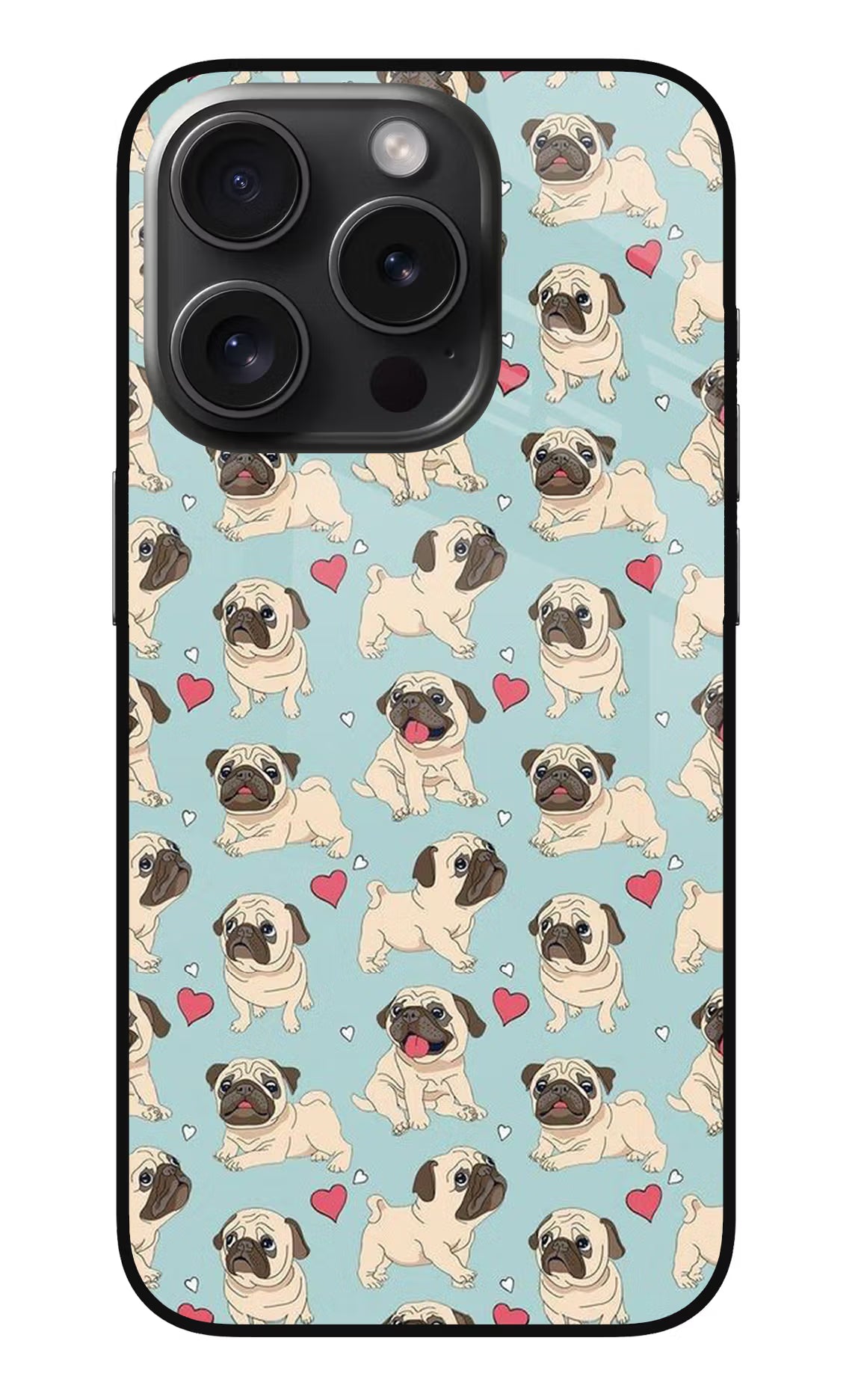 Pug Dog iPhone 15 Pro Max Glass Case Back Cover by Casekaro