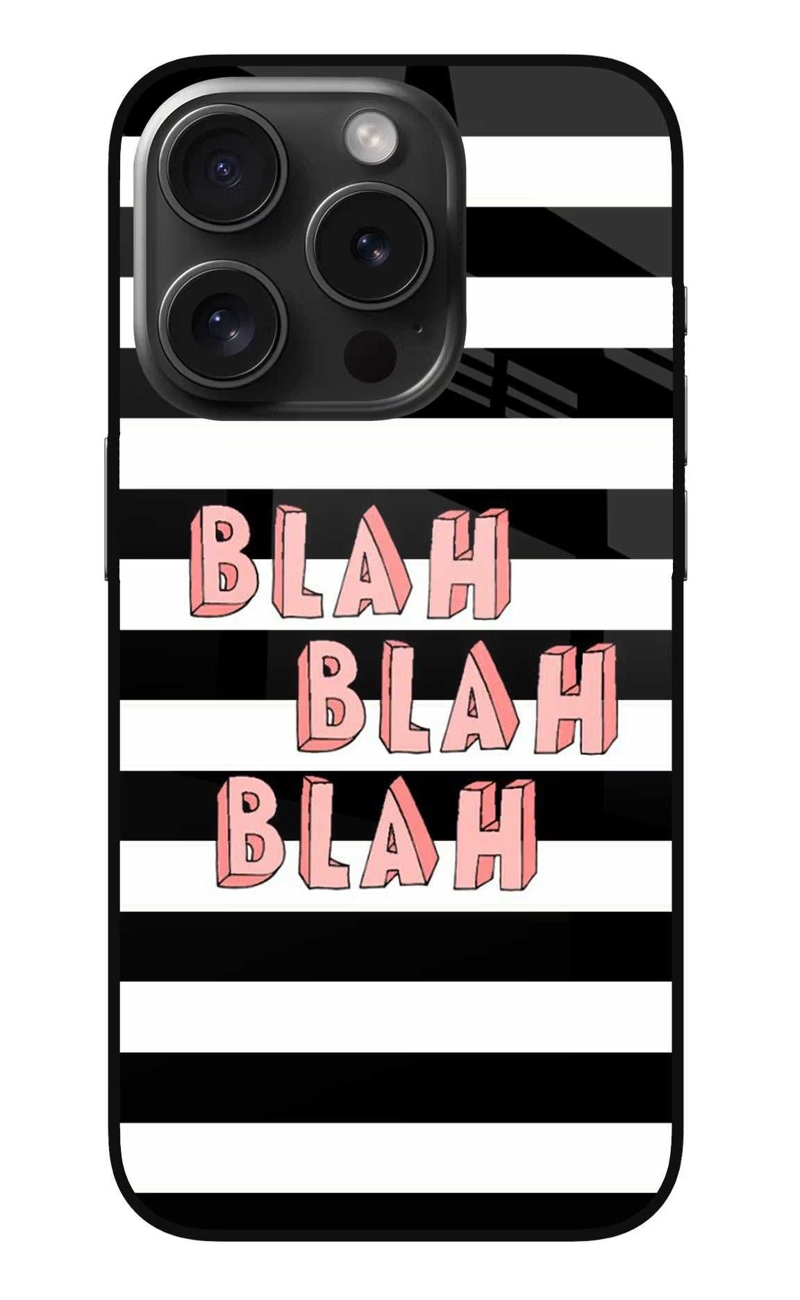 Blah Blah Blah iPhone 15 Pro Max Glass Case Back Cover by Casekaro