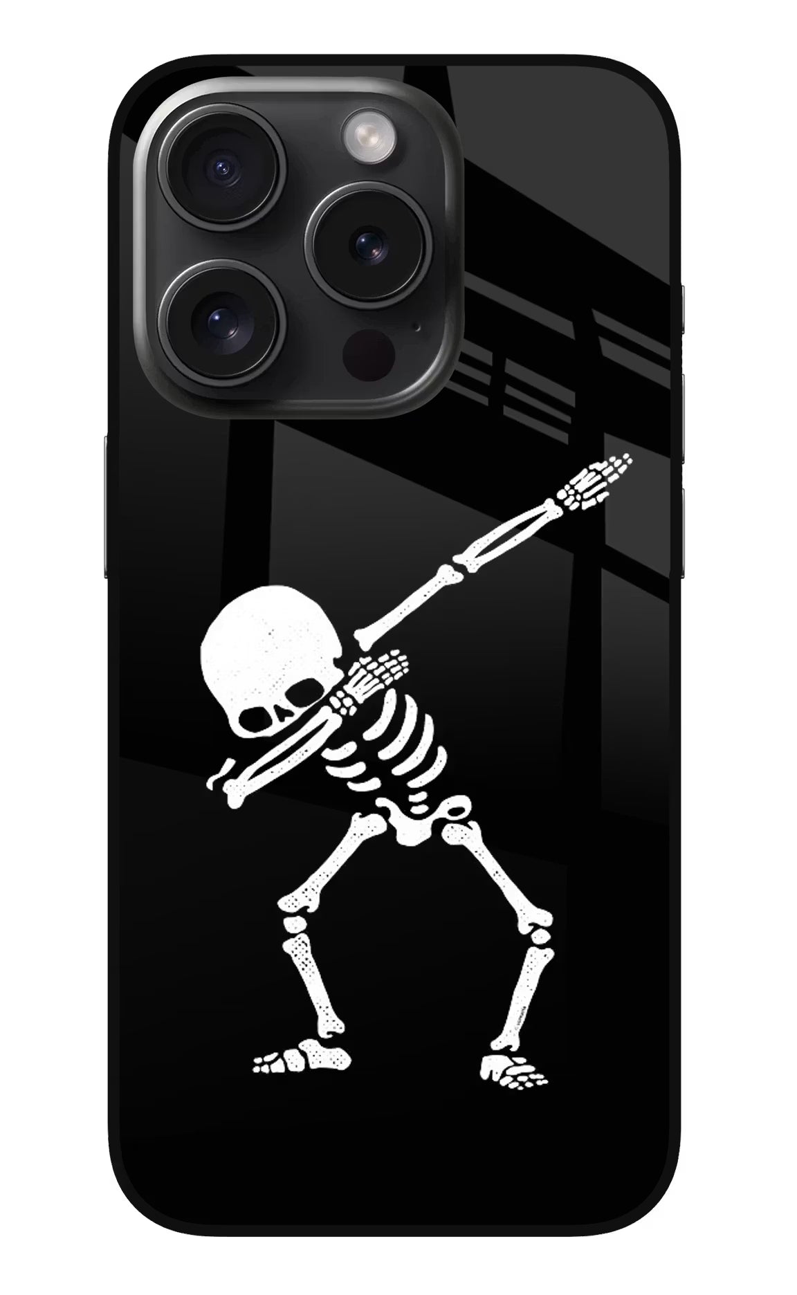 Dabbing Skeleton Art iPhone 15 Pro Max Glass Case Back Cover by Casekaro