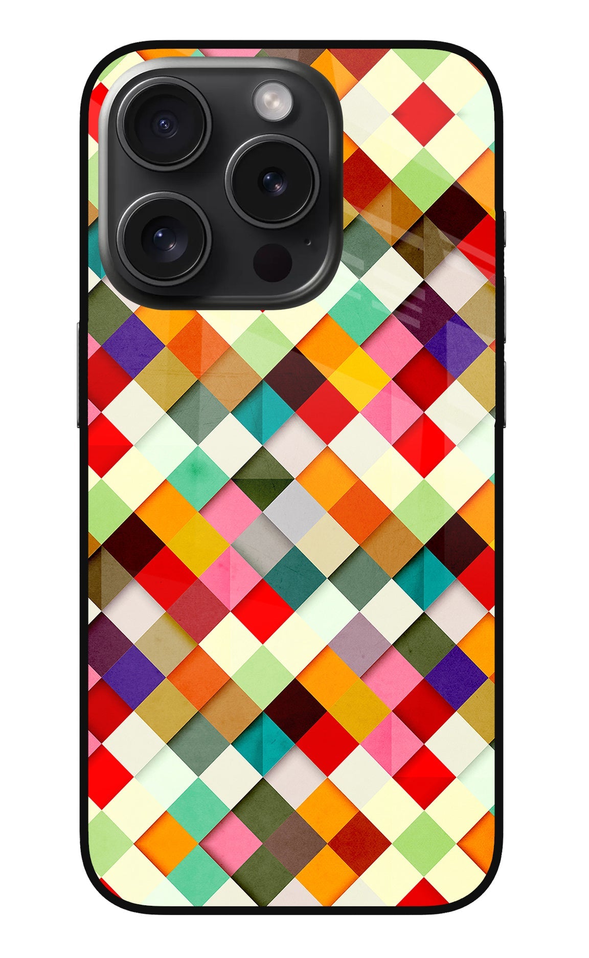 Geometric Abstract Colorful iPhone 15 Pro Max Glass Case
