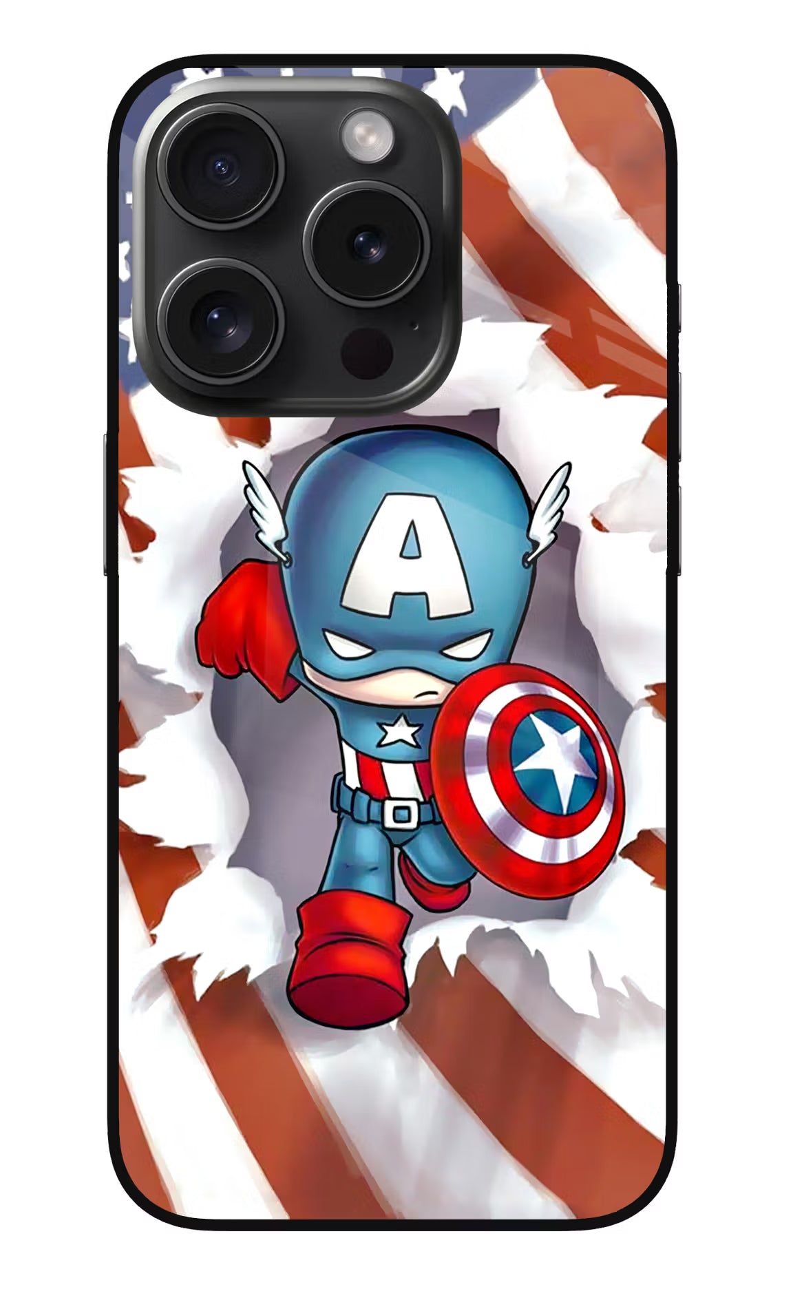 Captain America iPhone 15 Pro Max Glass Case Back Cover by Casekaro