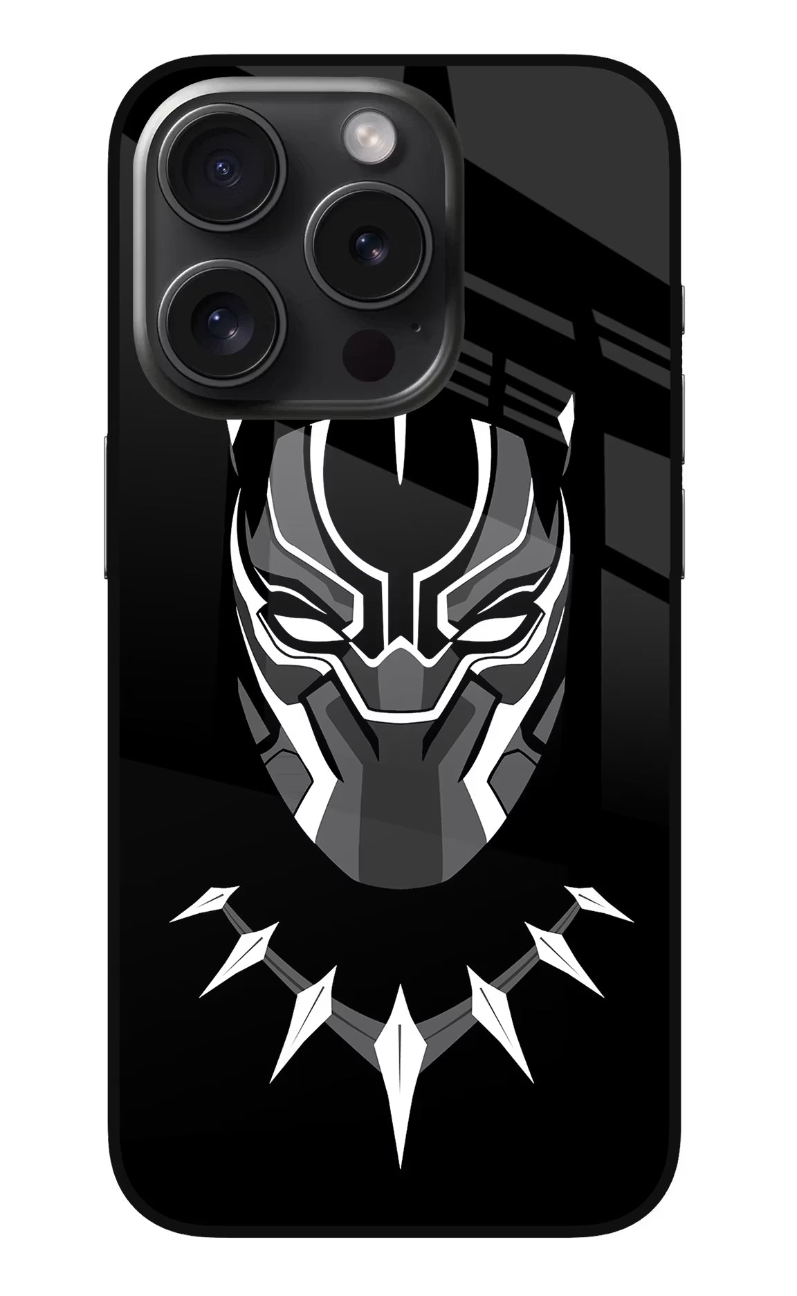 Black Panther iPhone 15 Pro Max Glass Case Back Cover by Casekaro
