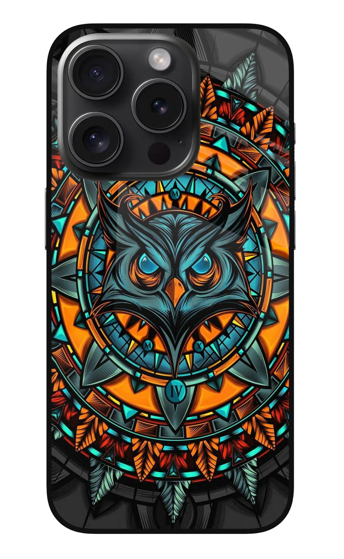 Angry Owl Art iPhone 15 Pro Max Glass Case Back Cover by Casekaro