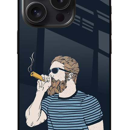 Smoking iPhone 15 Pro Max Glass Case Back Cover by Casekaro