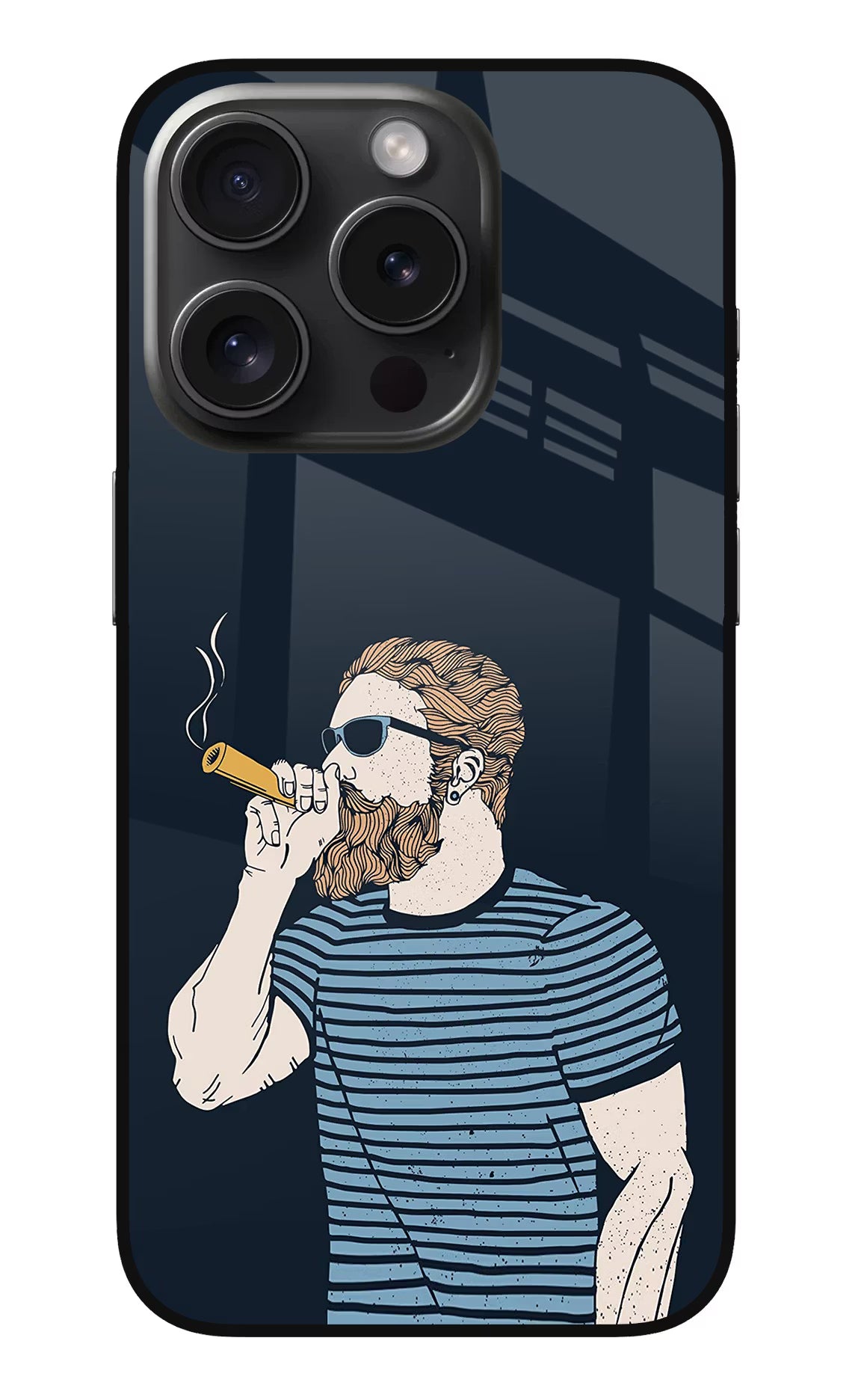 Smoking iPhone 15 Pro Max Glass Case Back Cover by Casekaro