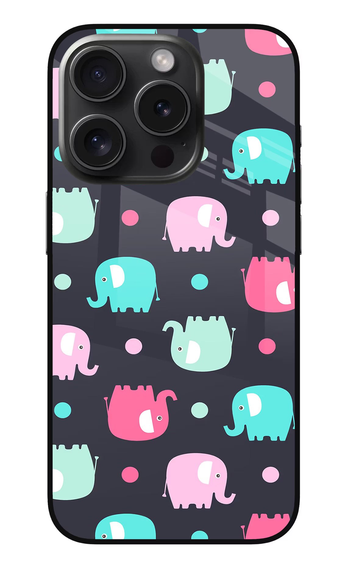 Elephants iPhone 15 Pro Max Glass Case Back Cover by Casekaro