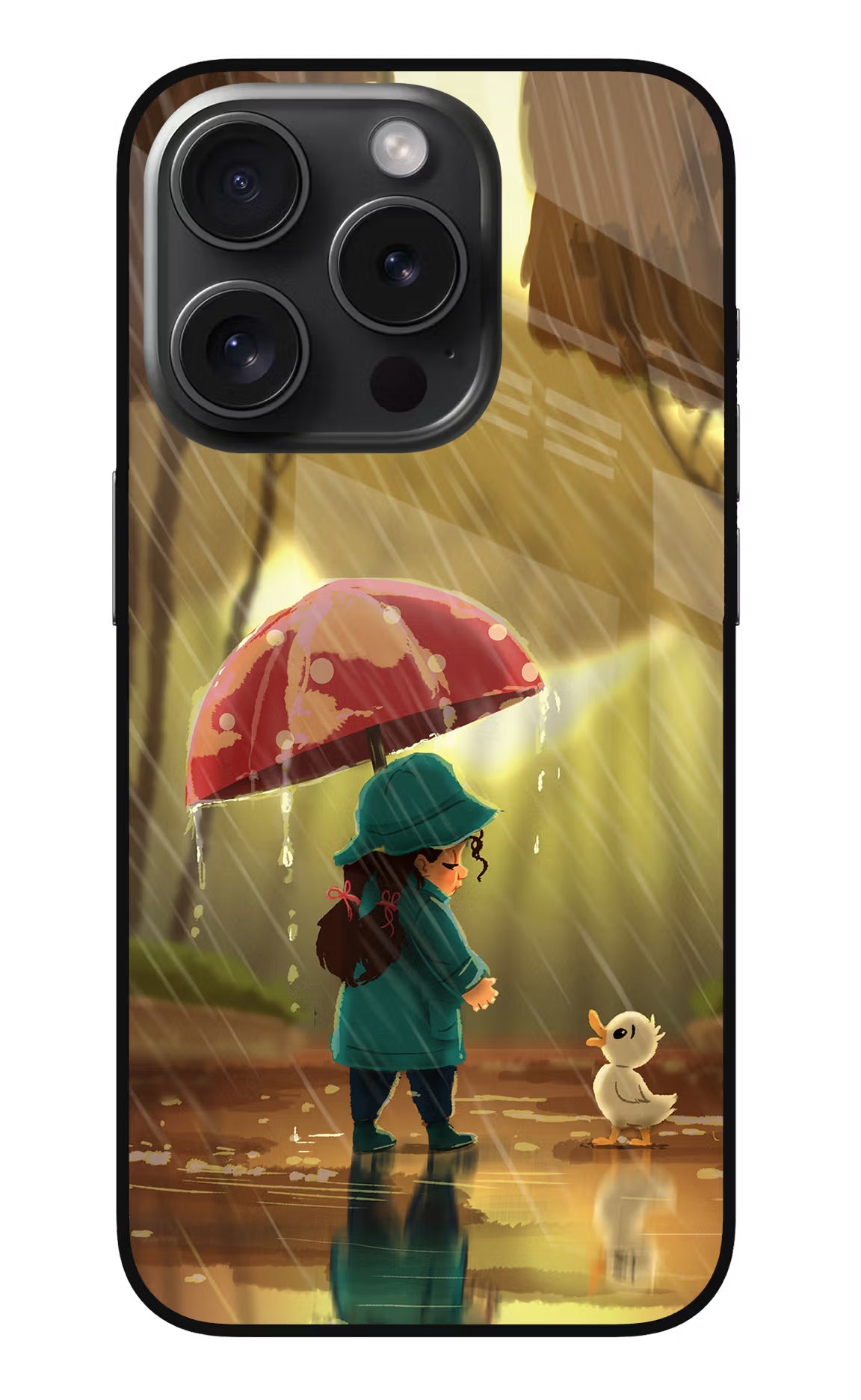 Rainy Day iPhone 15 Pro Max Glass Case Back Cover by Casekaro