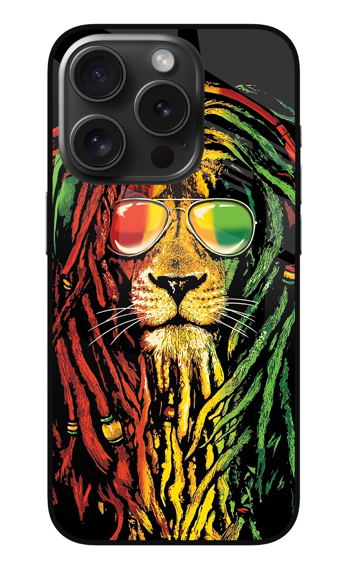 Rasta Lion iPhone 15 Pro Max Glass Case