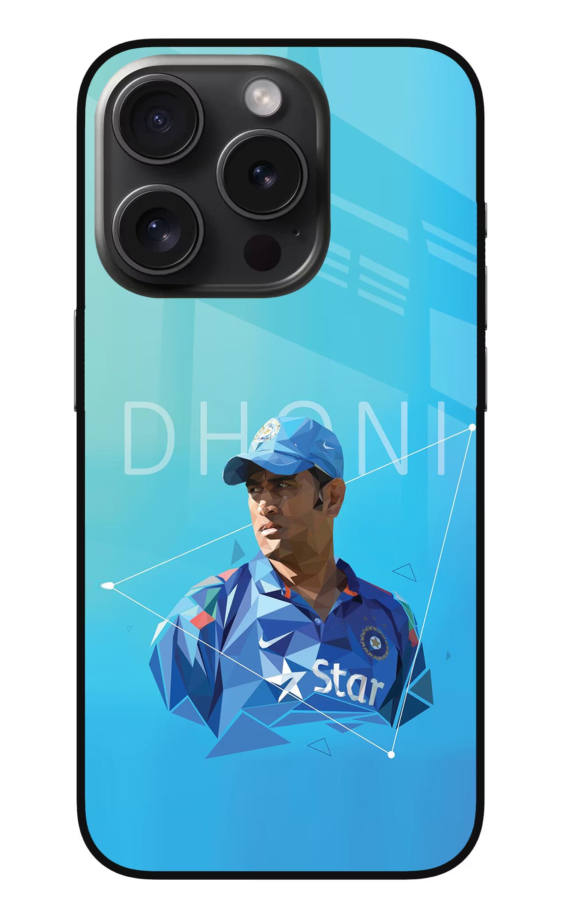 Dhoni Artwork iPhone 15 Pro Max Glass Case