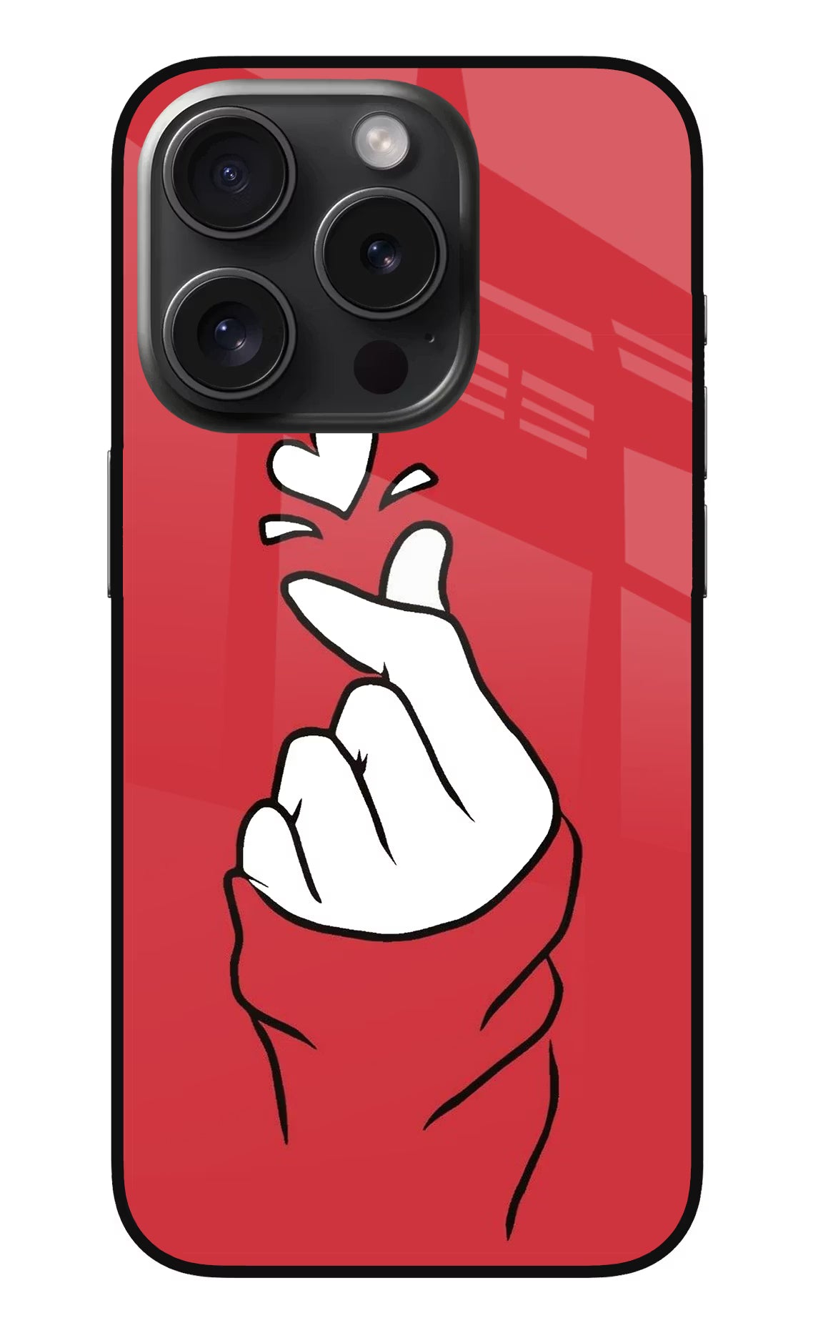 Korean Love Sign iPhone 15 Pro Max Glass Case Back Cover by Casekaro