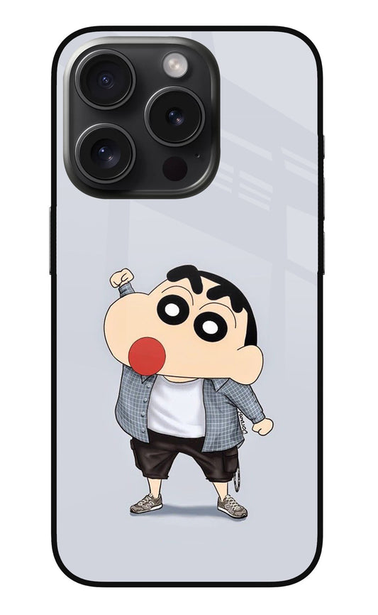 Shinchan iPhone 15 Pro Max Glass Case