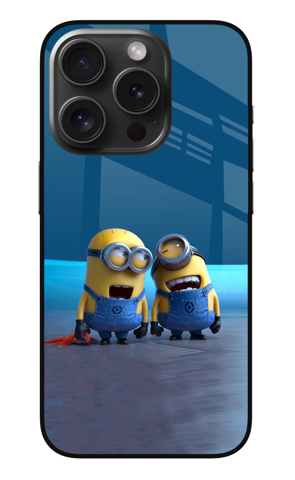 Minion Laughing iPhone 15 Pro Max Glass Case Back Cover by Casekaro